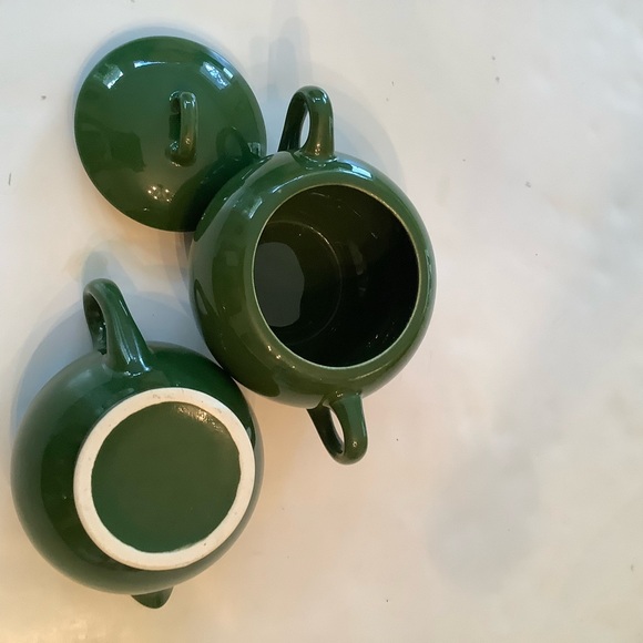 Vintage Green Ceramic Sugar & Creamer Set - Picture 6 of 7